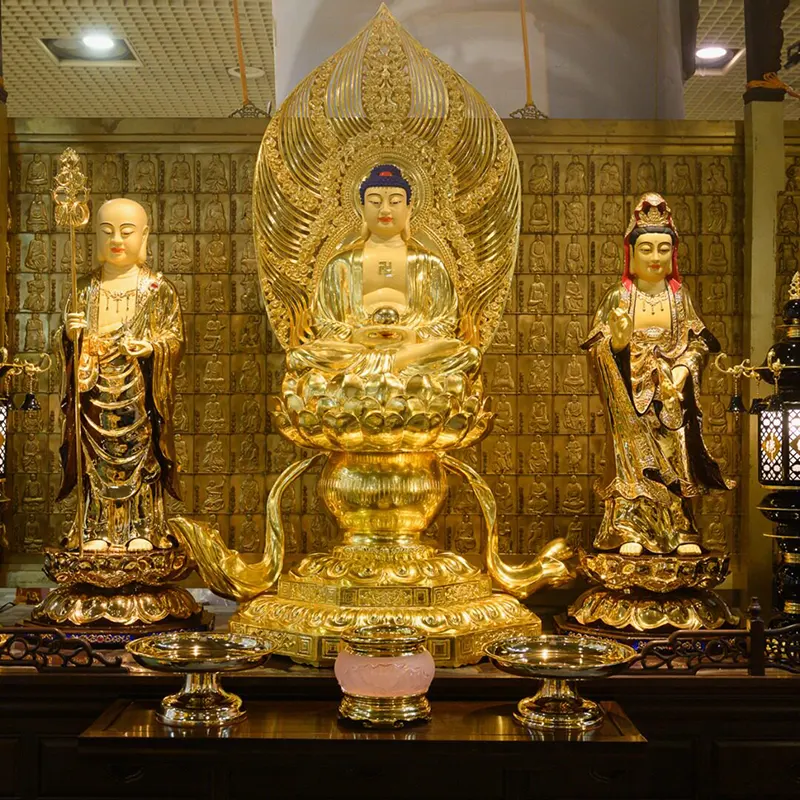 128 cm große, taiwanesisch vergoldete Buddha-Statue aus reinem Kupfer