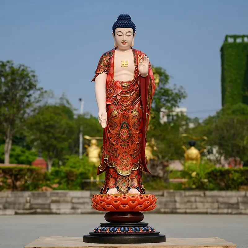 130 cm große vergoldete Amitabha-Buddha-Statue aus reinem Kupfer