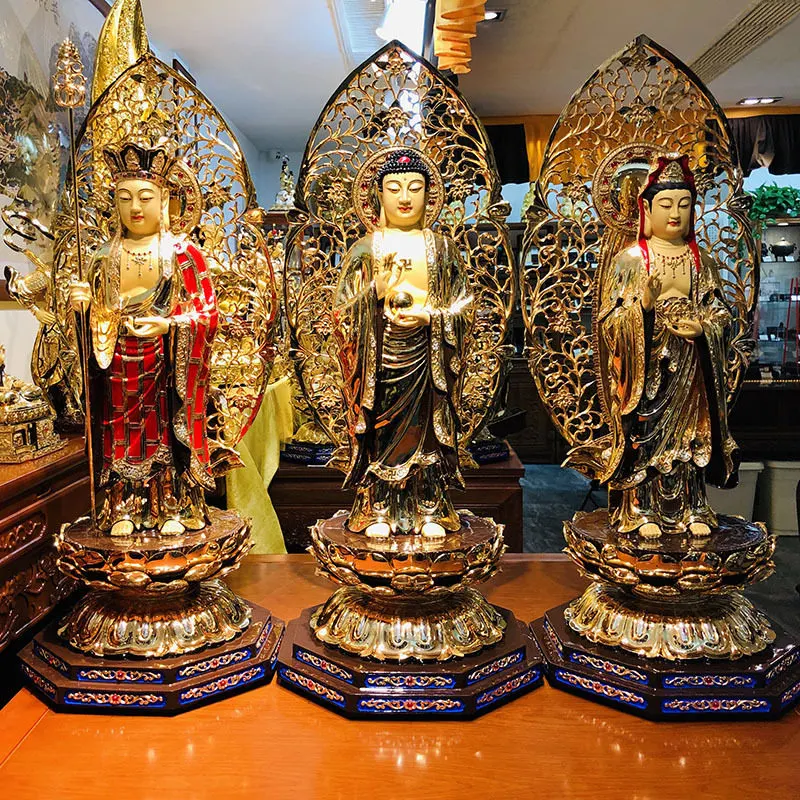 16-Zoll vergoldete Buddha-Statue aus reinem Kupfer