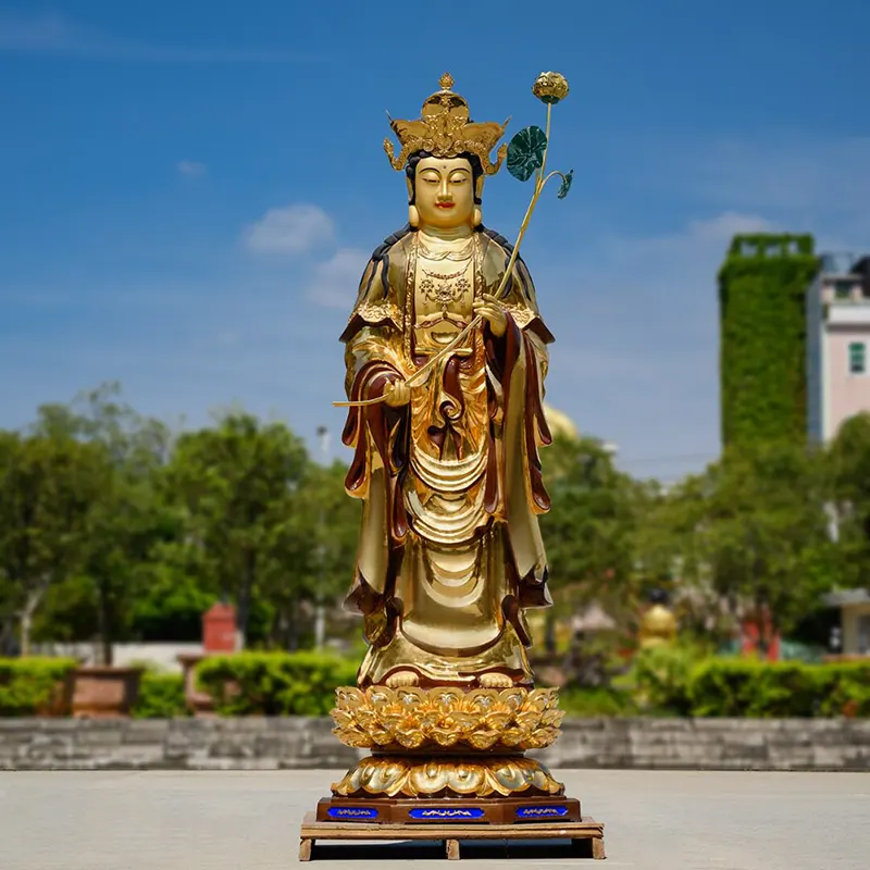 180 cm hohe, vergoldete Western-Drei-Heiligen-Statue aus reinem Kupfer