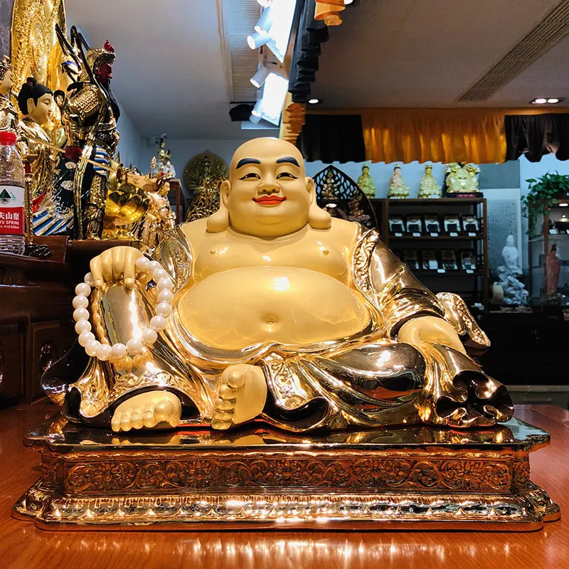 42 cm große, vergoldete Maitreya-Buddha-Statue aus reinem Kupfer