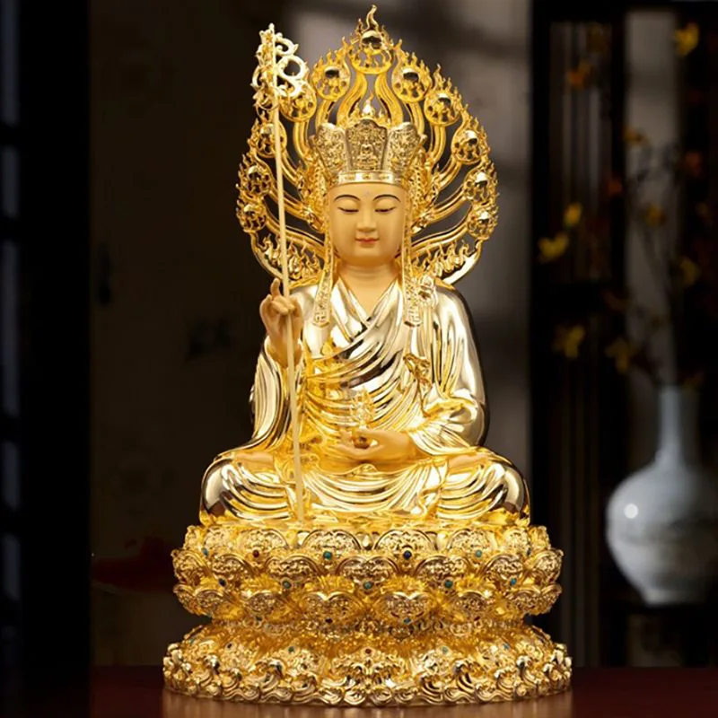Hochwertige Messing-Lotus-Sitzaltar-Ksitigarbha-Statue