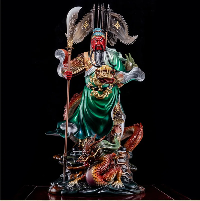 Reine Messing-Reitdrachen-Guan-Yu-Glücksstatue